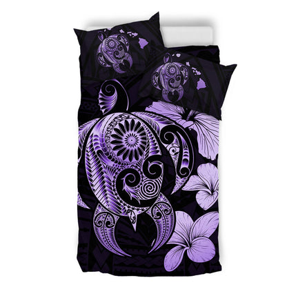 Hawaii Bedding Set Hibiscus Plumeria Mix Polynesian Turtle