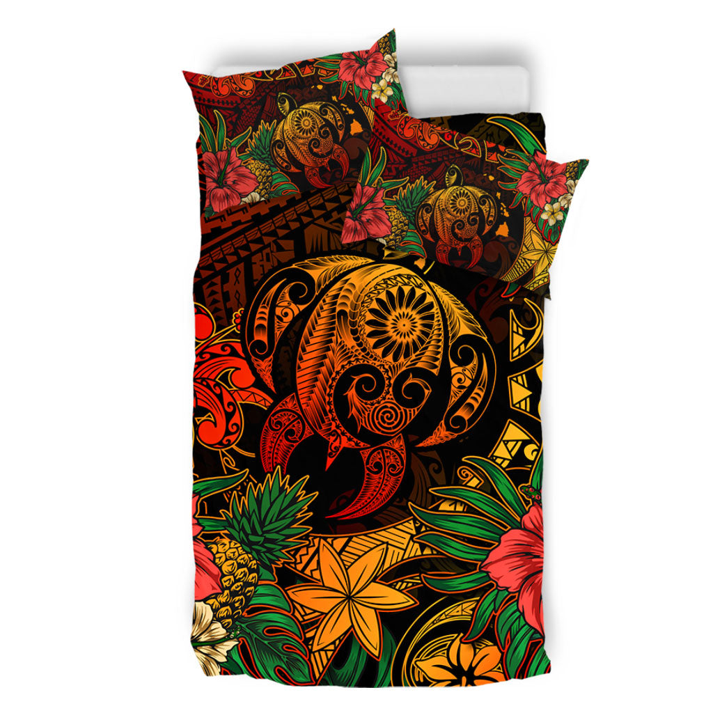 Hawaii Bedding Set Tribal Polynesia Sea Turtle Design Pacific Dream