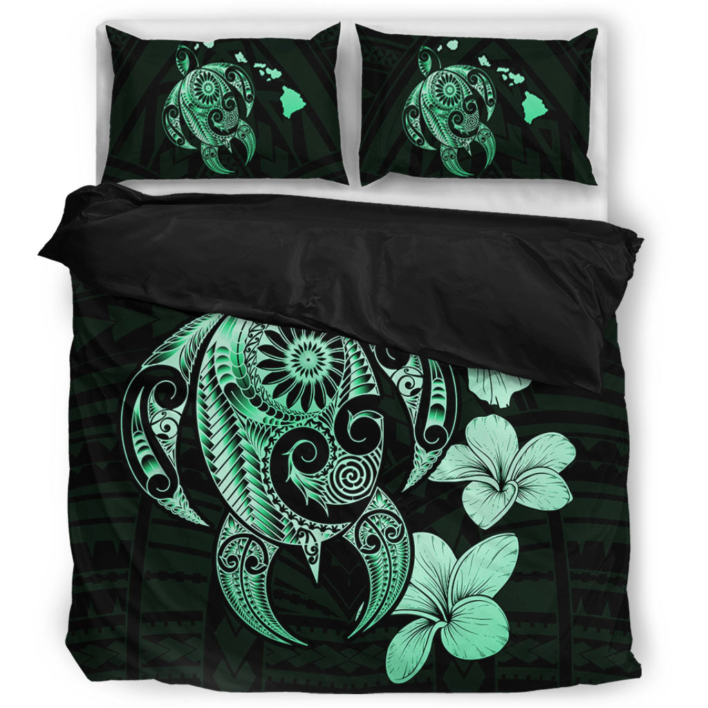 Hawaii Bedding Set Hibiscus Plumeria Mix Polynesian Turtle