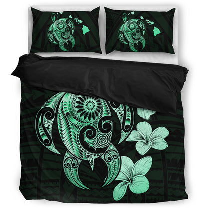 Hawaii Bedding Set Hibiscus Plumeria Mix Polynesian Turtle