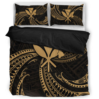 Hawaii Bedding Set Kanaka Map Tribal Wave