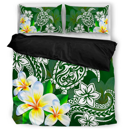 Hawaii Bedding Set Polynesian Turtle Tattoo Plumeria Original Style