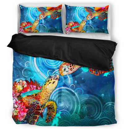 Hawaii Bedding Set Turtle Kiss Ocean Galaxy
