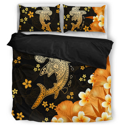 Hawaii Bedding Set Tribal Polynesia Shark Tattoo
