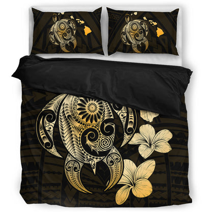 Hawaii Bedding Set Hibiscus Plumeria Mix Polynesian Turtle