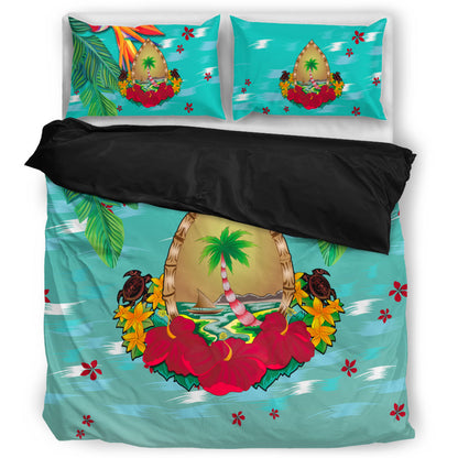 Guam Bedding Set Latte Stones Hibiscus