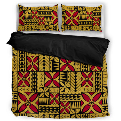 Samoa Bedding Set Siapo Design Tribal Pattern Yellow