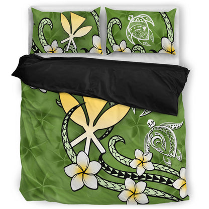 Hawaii Bedding Set Kanaka And Turtle Map Plumeria Polynesia