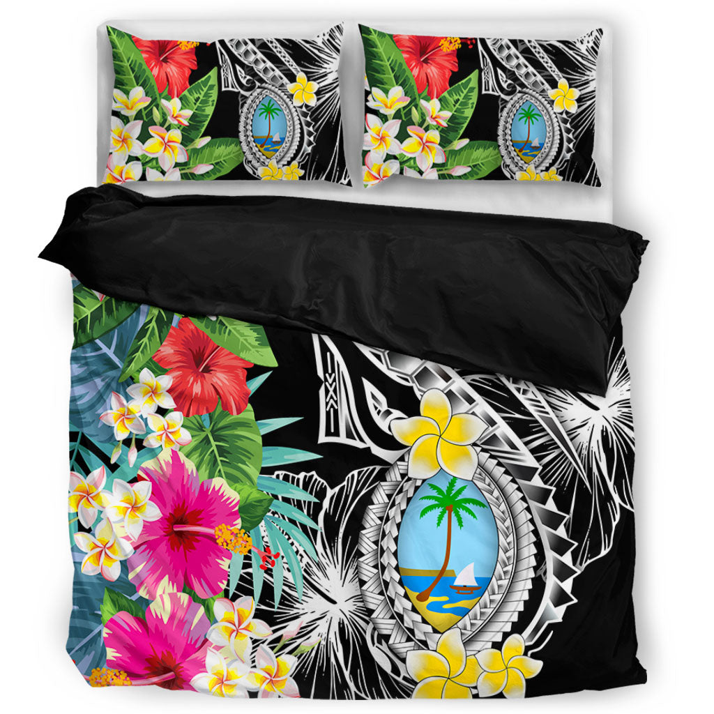 Guam Bedding Set Summer Plumeria Tribal Tattoo