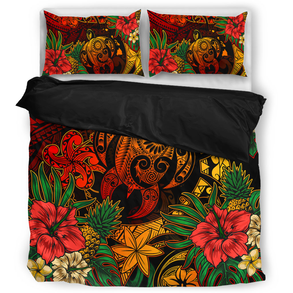 Hawaii Bedding Set Tribal Polynesia Sea Turtle Design Pacific Dream