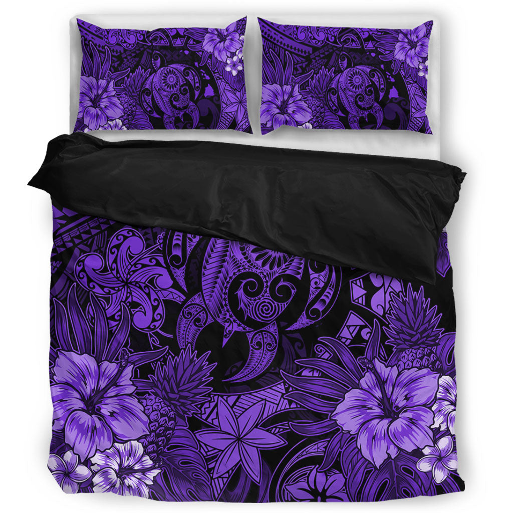 Hawaii Bedding Set Tribal Polynesia Sea Turtle Design Pacific Dream