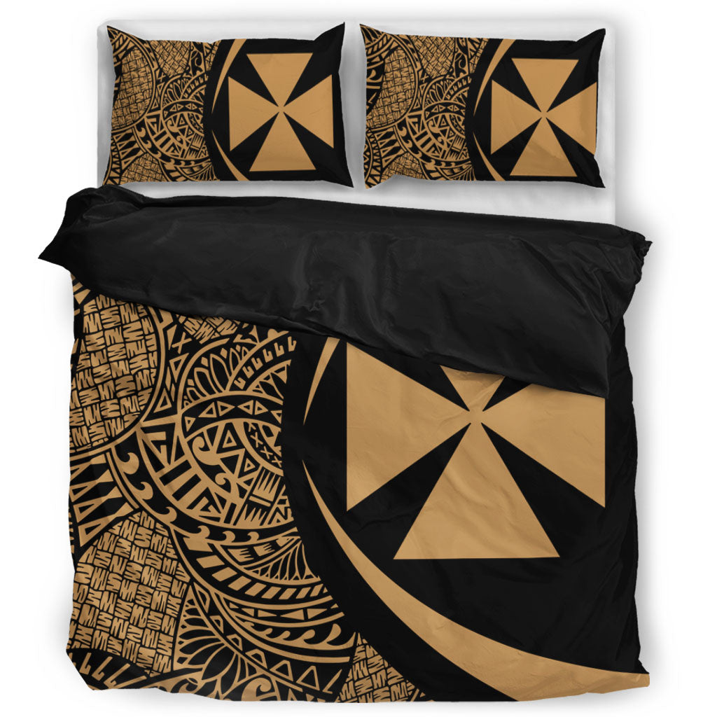 Wallis And Futuna Bedding Set Lauhala Gold Circle Style