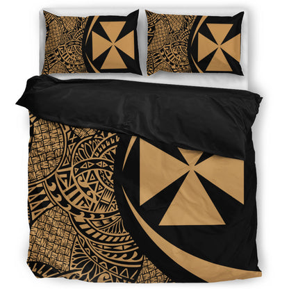 Wallis And Futuna Bedding Set Lauhala Gold Circle Style