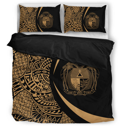 Nauru Bedding Set Lauhala Gold Circle Style