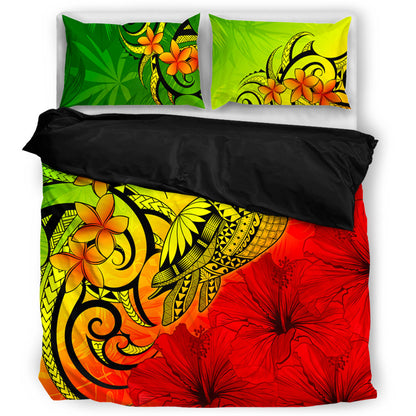 Hawaii Bedding Set Tribal Polynesia Tropical Hibiscus Flower