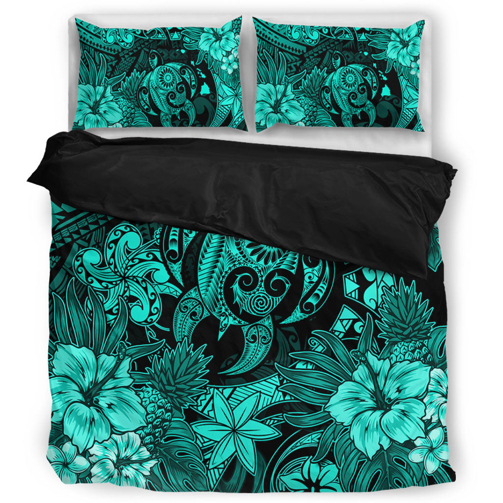 Hawaii Bedding Set Tribal Polynesia Sea Turtle Design Pacific Dream