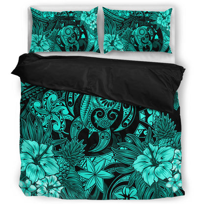 Hawaii Bedding Set Tribal Polynesia Sea Turtle Design Pacific Dream