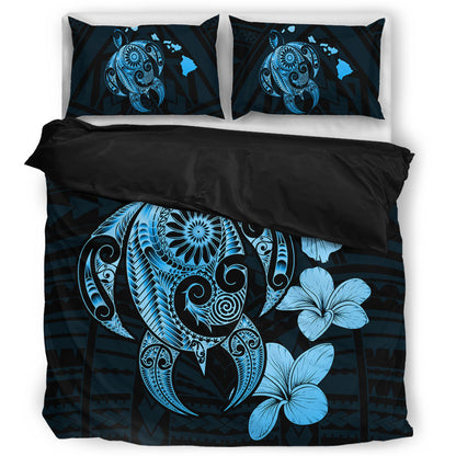 Hawaii Bedding Set Hibiscus Plumeria Mix Polynesian Turtle