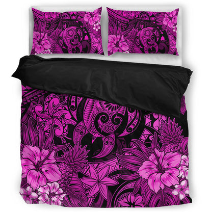 Hawaii Bedding Set Tribal Polynesia Sea Turtle Design Pacific Dream