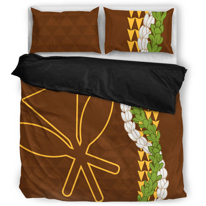Hawaii Bedding Set Kanaka Maoli Puakenikeni Maile Flower Lei