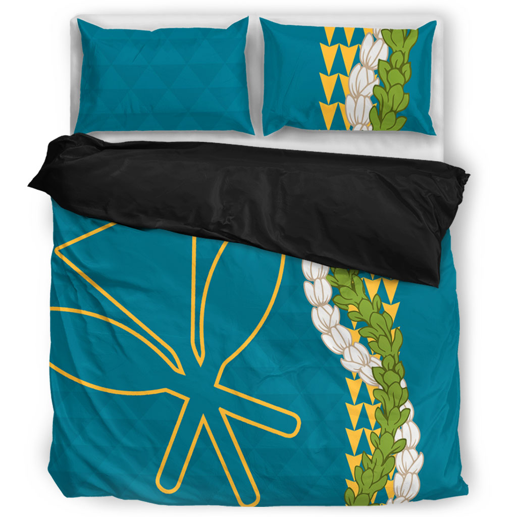 Hawaii Bedding Set Kanaka Maoli Puakenikeni Maile Flower Lei