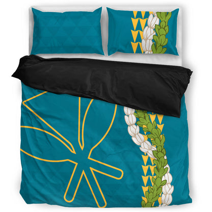Hawaii Bedding Set Kanaka Maoli Puakenikeni Maile Flower Lei