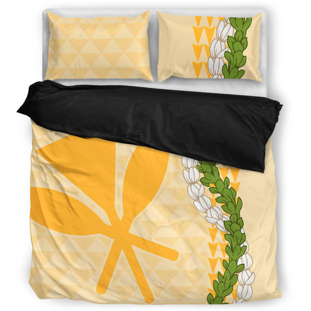 Hawaii Bedding Set Kanaka Maoli Puakenikeni Maile Flower Lei