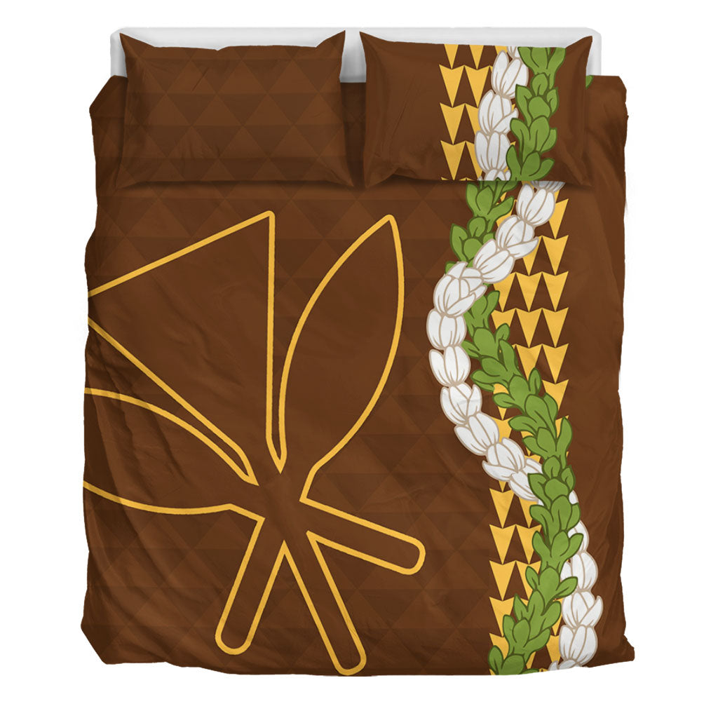 Hawaii Bedding Set Kanaka Maoli Puakenikeni Maile Flower Lei