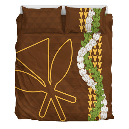Hawaii Bedding Set Kanaka Maoli Puakenikeni Maile Flower Lei
