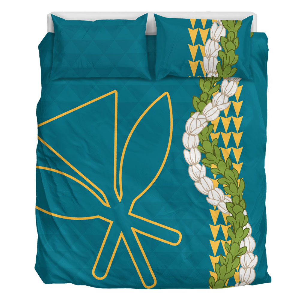 Hawaii Bedding Set Kanaka Maoli Puakenikeni Maile Flower Lei