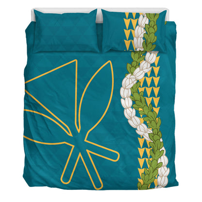 Hawaii Bedding Set Kanaka Maoli Puakenikeni Maile Flower Lei