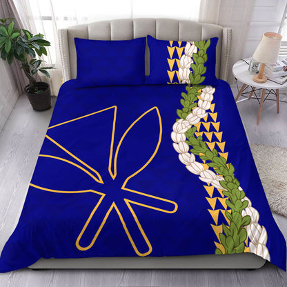 Hawaii Bedding Set Kanaka Maoli Puakenikeni Maile Flower Lei