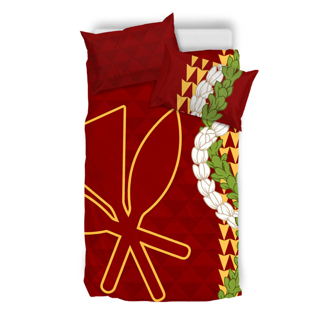 Hawaii Bedding Set Kanaka Maoli Puakenikeni Maile Flower Lei
