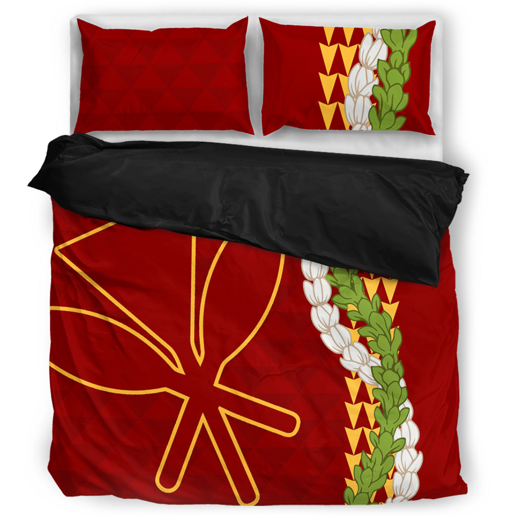 Hawaii Bedding Set Kanaka Maoli Puakenikeni Maile Flower Lei