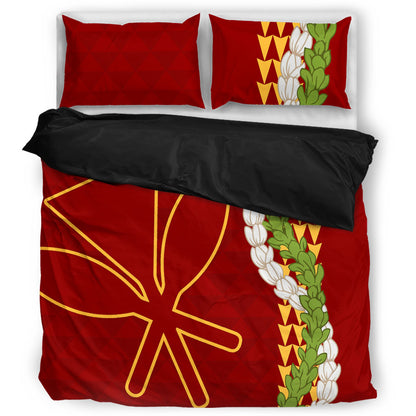 Hawaii Bedding Set Kanaka Maoli Puakenikeni Maile Flower Lei