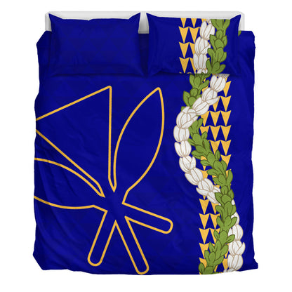 Hawaii Bedding Set Kanaka Maoli Puakenikeni Maile Flower Lei