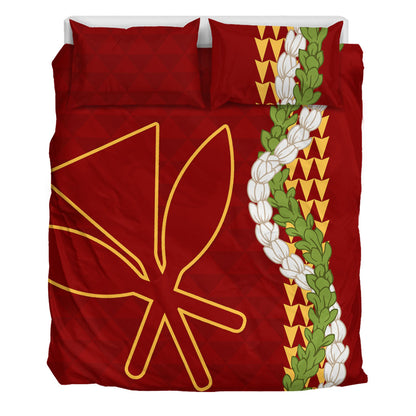 Hawaii Bedding Set Kanaka Maoli Puakenikeni Maile Flower Lei