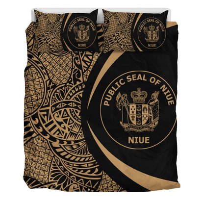 Niue Bedding Set Lauhala Gold Circle Style
