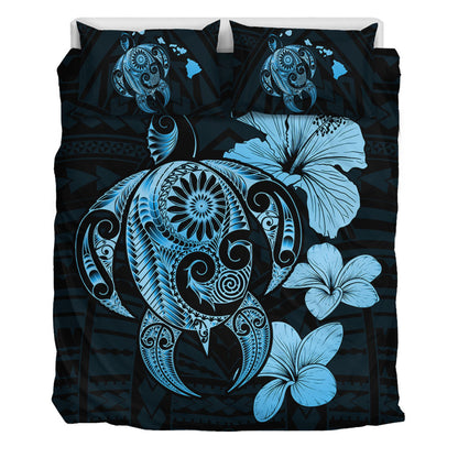 Hawaii Bedding Set Hibiscus Plumeria Mix Polynesian Turtle