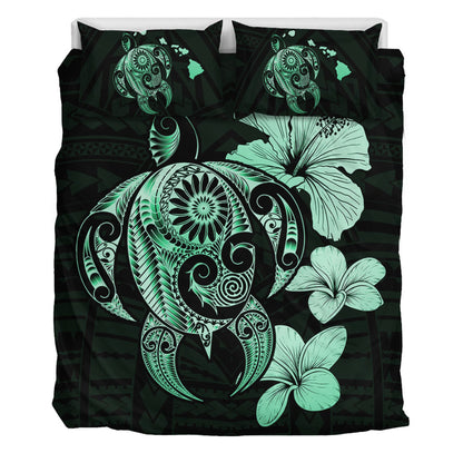 Hawaii Bedding Set Hibiscus Plumeria Mix Polynesian Turtle