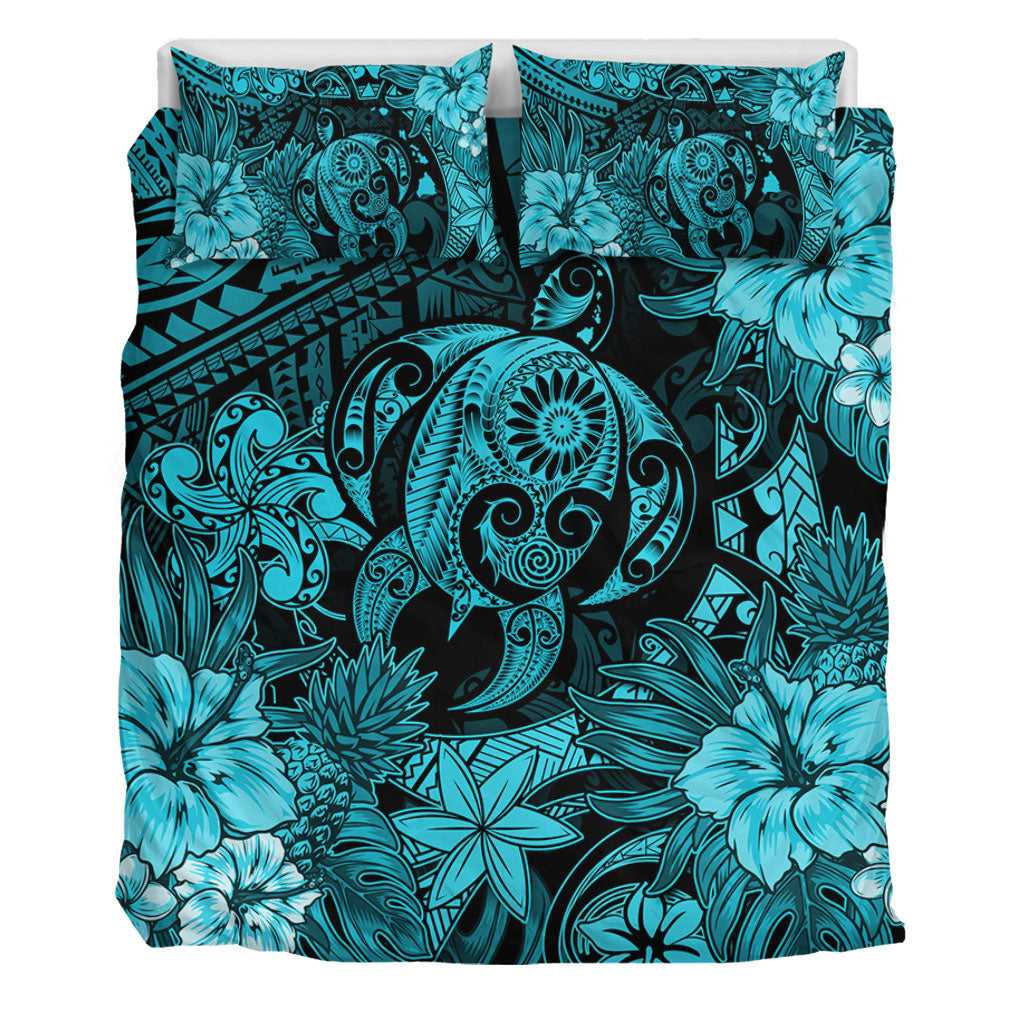 Hawaii Bedding Set Tribal Polynesia Sea Turtle Design Pacific Dream
