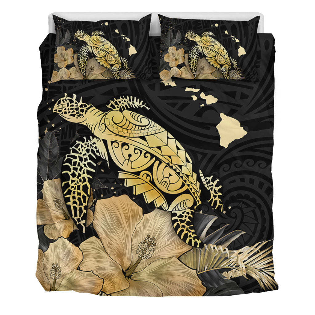 Hawaii Bedding Set Turtle Hibiscus Gold