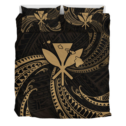Hawaii Bedding Set Kanaka Map Tribal Wave