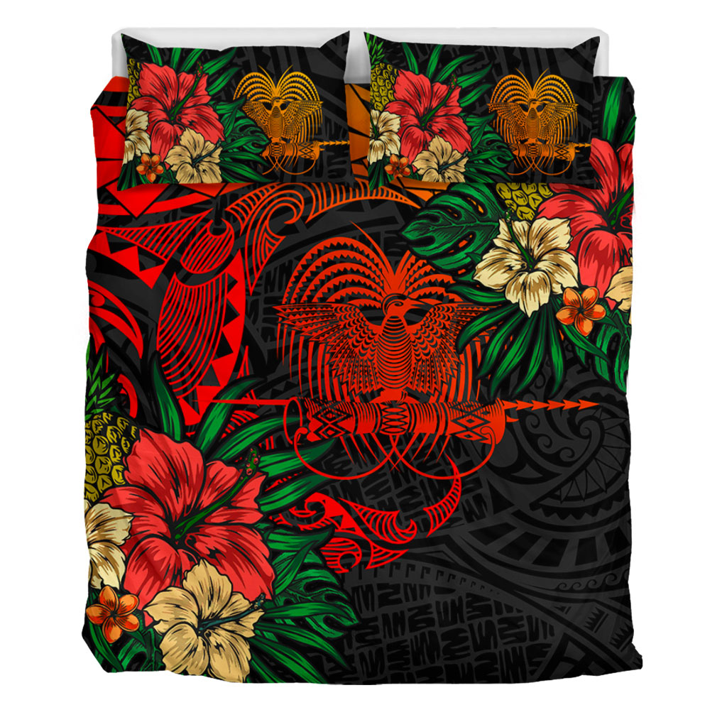 Papua New Guinea Bedding Set Polynesian Coat Of Arms Tropical