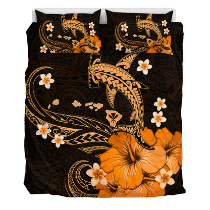 Hawaii Bedding Set Kanaka Map And Shark Tribal Tattoo