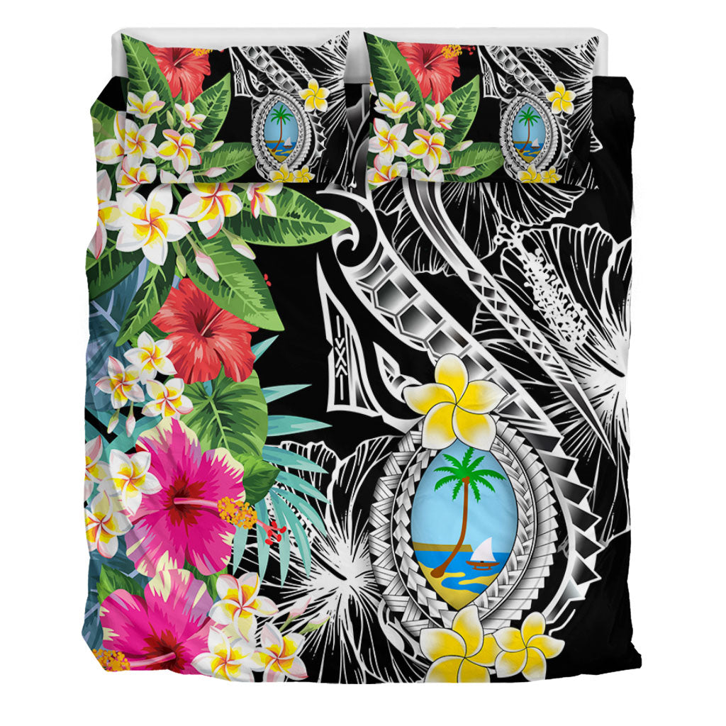 Guam Bedding Set Summer Plumeria Tribal Tattoo