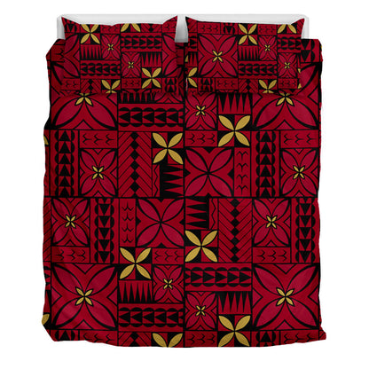 Samoa Bedding Set Siapo Design Tribal Pattern Red