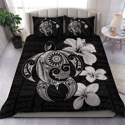 Hawaii Bedding Set Hibiscus Plumeria Mix Polynesian Turtle