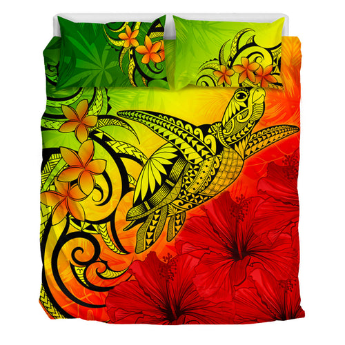 Hawaii Bedding Set Tribal Polynesia Tropical Hibiscus Flower