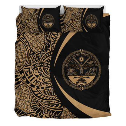 Marshall Islands Bedding Set Lauhala Gold Circle Style